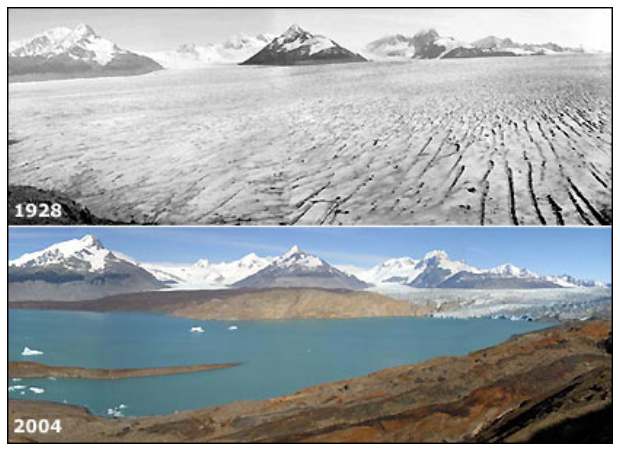 Glacier melt and retreat of the Upsala Glacier (Patagonia, Argentina) between 1928 and 2004