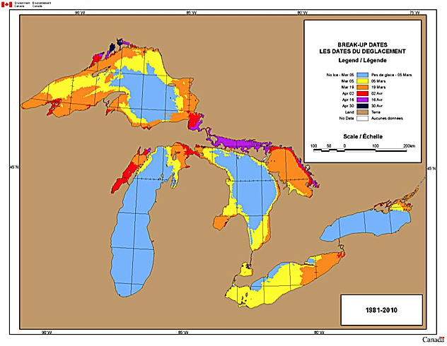 Great Lakes Break-up dates (1981-2010)