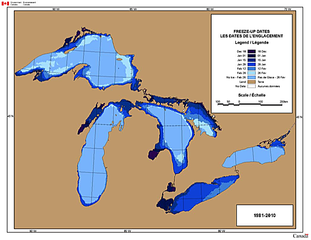 Great Lakes Freeze-up dates (1981-2010)
