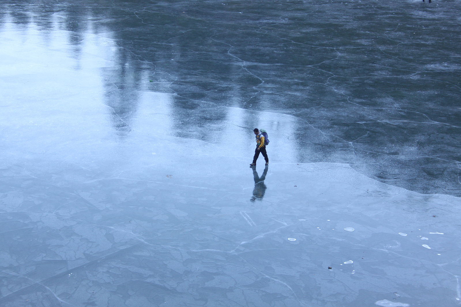 Person walking on ice