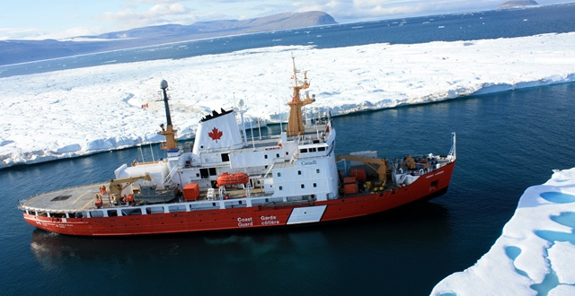 Canadian Coastguard Vessel, CCGS Henry Larsen, travelling through Nares Strait