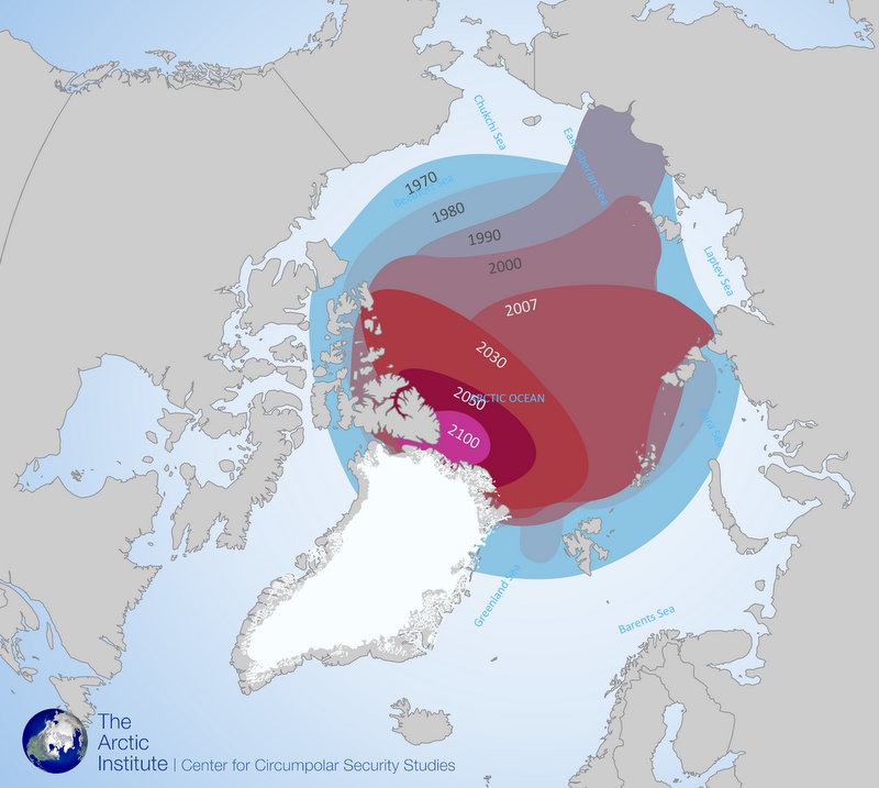 GFDL Climate Model results for predicted sea ice annual minimums