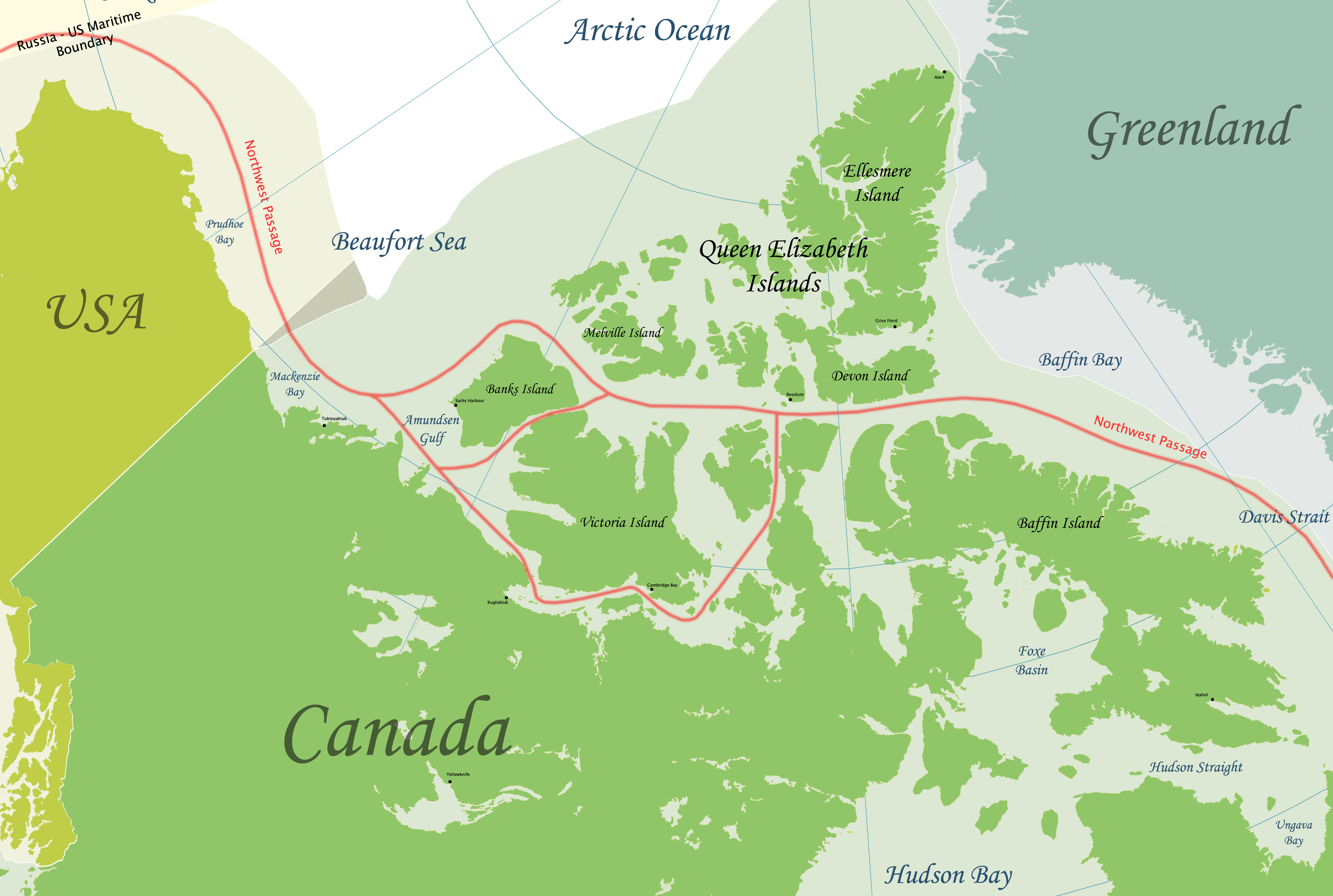 Map of showing the Northwest Passage