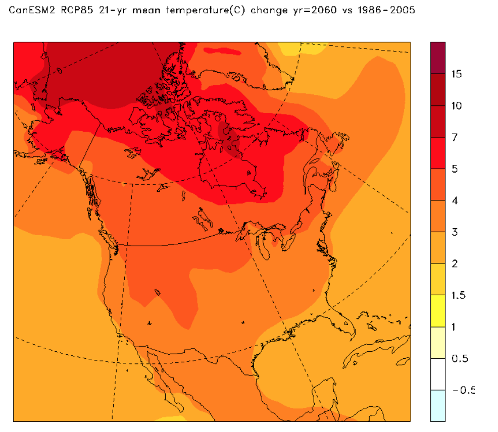 Projected mean air temperature for the year 2060
