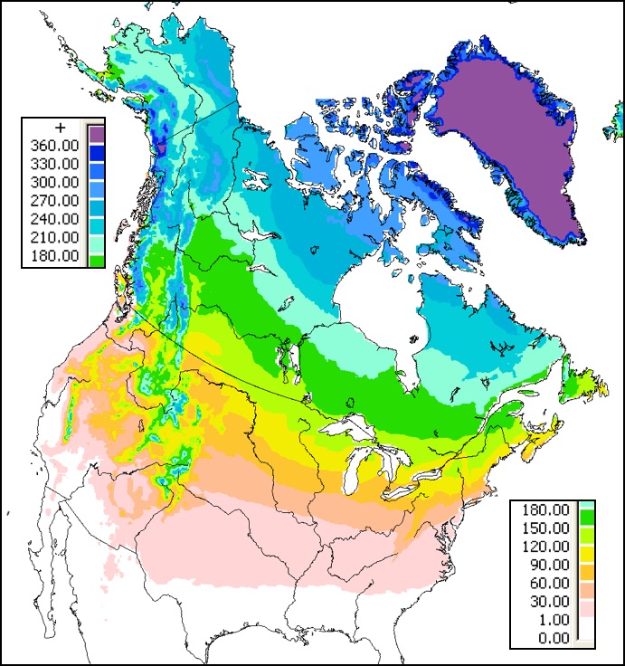 Snow Distribution Canadian Cryospheric Information Network   Annual Duration 