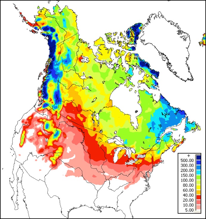 Snow Distribution Canadian Cryospheric Information Network   Annual Swe 