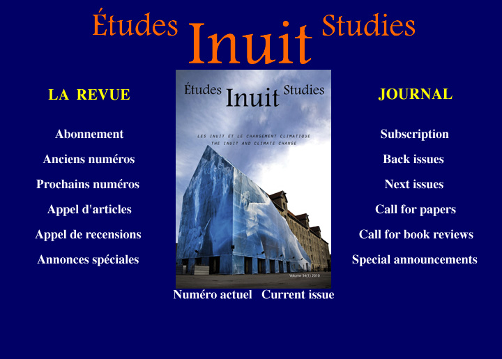 Études Inuit Studies Études Inuit Studies
