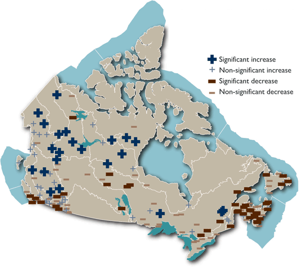 Minimum river flow change between 1970-2005